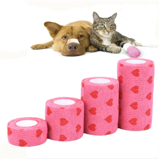1 Roll Heart Dog Bandage Medical Elastic Bandage Pet Vet Wrap Waterproof Self Adherent Accessories Pets Acessorios