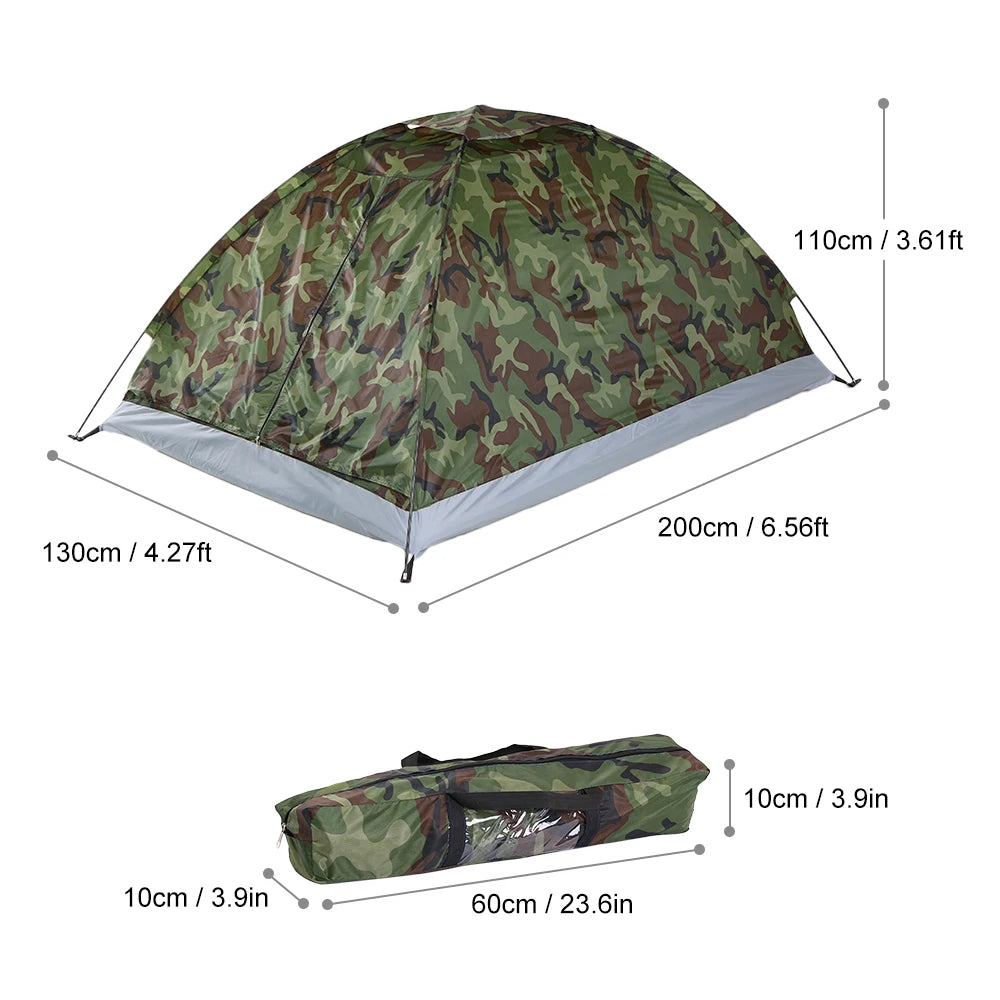 1/2 Person Camping Tent Beach Tent Single Layer Tent Portable Camouflage Polyester PU1000mm Camping Hiking Outdoor Tent